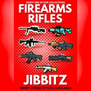 High Power Rifles Firearms Guns Croc Charms Crocs Jibbitz NEW 7 Piece Set